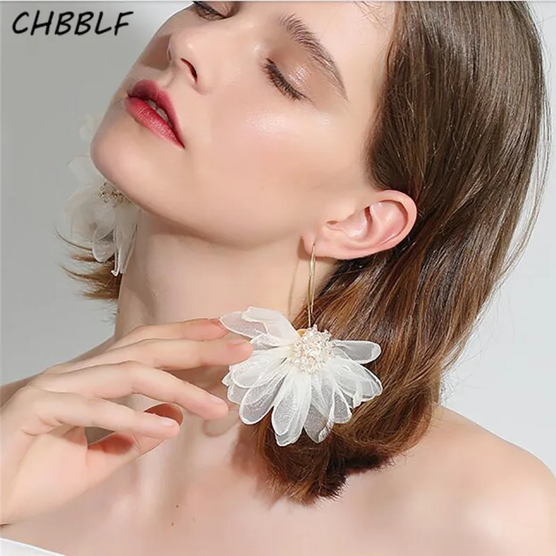 

CHBBLF Holiday Big Petal Flower women earrings Trending fine jewelry vintage earrings Streetwear korean fashion accessories