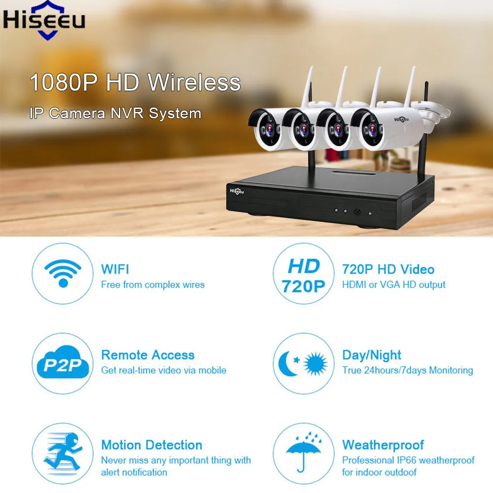 1080 P 4ch Беспроводной NVR CCTV Системы Wi-Fi 2.0mp ИК Открытый Пуля P2P IP Камера Водонепроницаемый безопасности Товары теле- и видеонаблюдения комплект 41