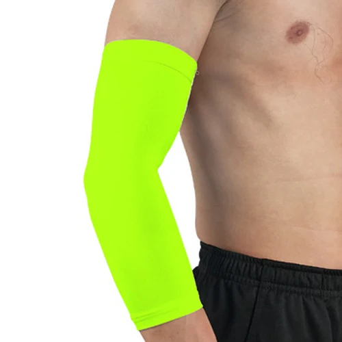 2 Pcs/lot UV Protection Quick Dry Running Arm Sleeves Breathable Basketball Badminton Elbow Support Armguards Sports Arm Warmers - Цвет: fluorescent green