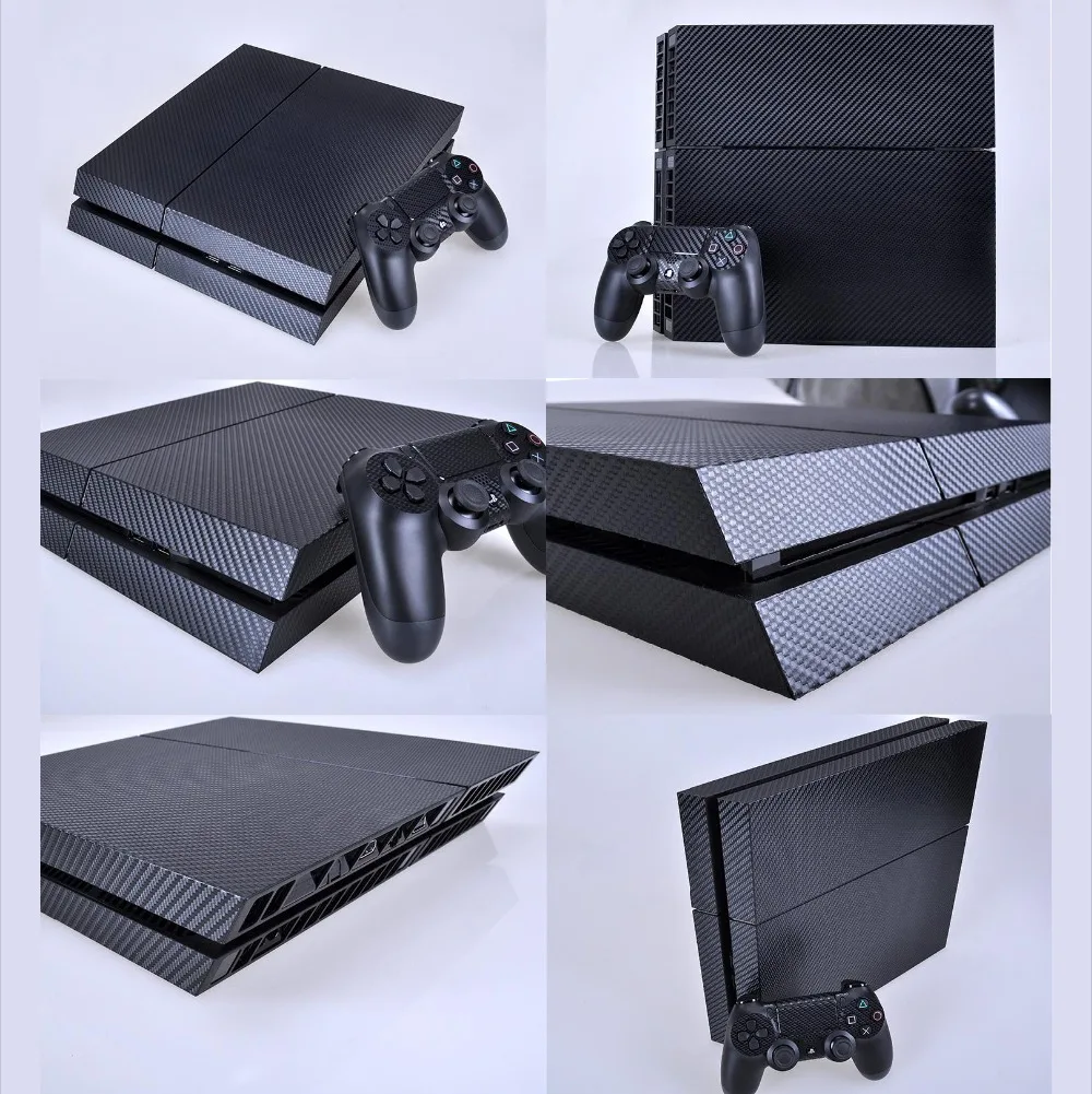 

Black Carbon Fiber PS4 Skin PS4 Sticker Vinly Skin Sticker for Sony PS4 PlayStation 4 and 2 controller skins PS4 Stickers