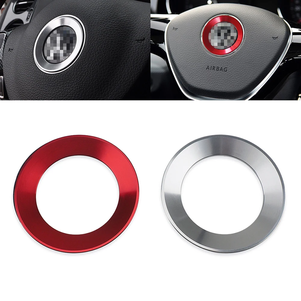 

Steering Wheel Center Logo Insignia Decor Cover Metal Ring Frame 3D Sticker Car Styling Tuning for Volkswagen VW BeetleT4 Sharan