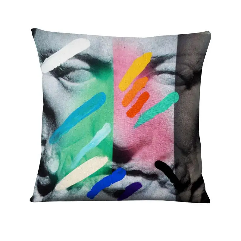 Classical Figure Sculpture Printed Pillowcase Abstract Oil Paint Cushion Decorative Pillow Home Decor Sofa Throw Pillow 45*45cm 