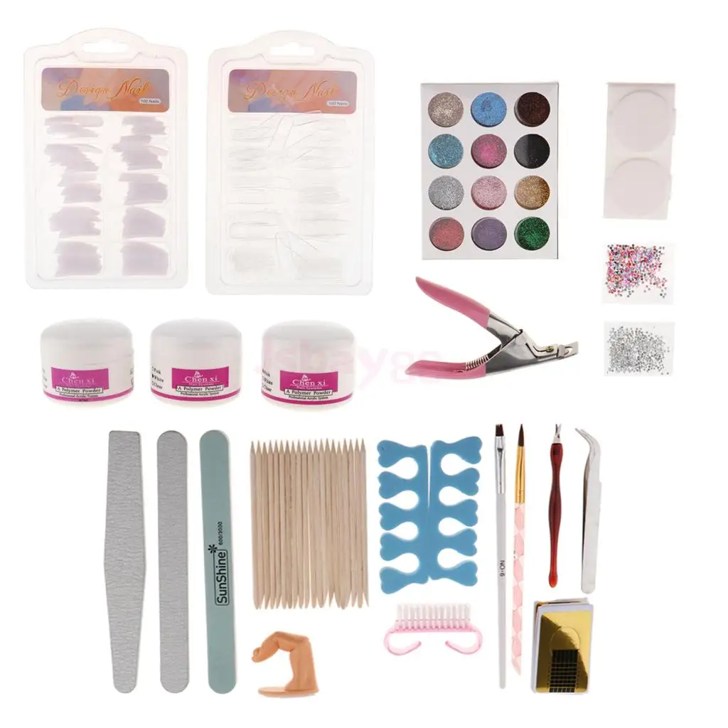 Nail Art Manicure Kit, Nail Form Sticker Rhinestones Glitter Powder