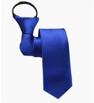 Предварительно завязанный шейный галстук мужской облегающий галстук с молнией красный черный синий сплошной цвет тонкий узкий галстук для жениха вечерние галстуки - Цвет: A-Blue-5cm