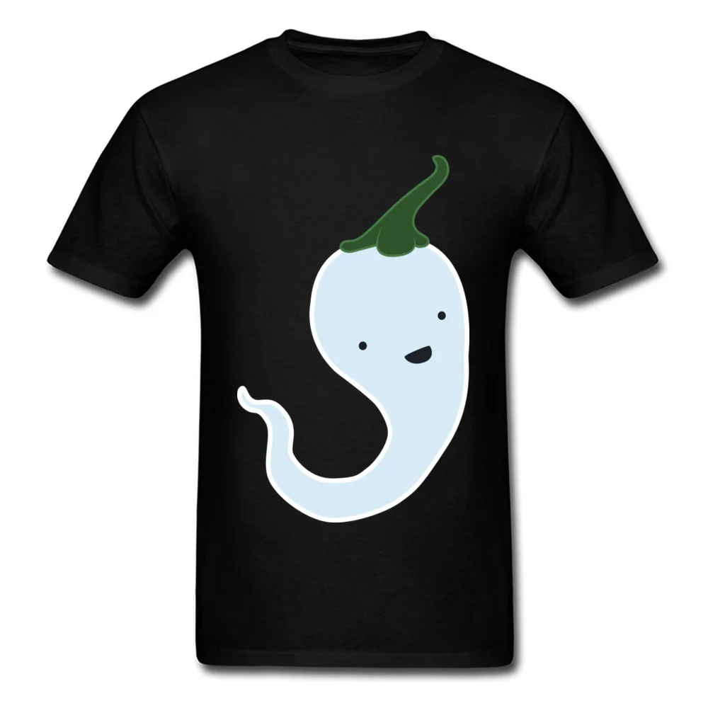 Ghost Chilli Design Short Sleeve Tops T Shirt Fall O-Neck 100% Cotton Mens Top T-shirts Design Tee-Shirt Funny Ghost Chilli black