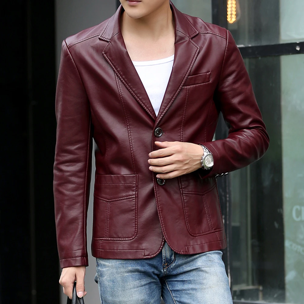 2017 Fashion Leather jacket for men Slim Fit Suede Mens