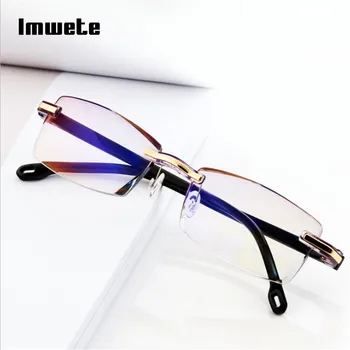 

Imwete Rimless Reading Glasses Women Men Transparent Blue Light Blocking Frameless Computer Glasses Presbyopia Reader 1.0 1.5