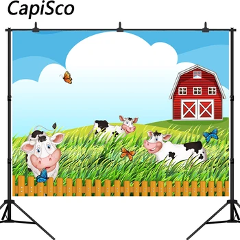 

Capisco Farm theme photography backdrop red barn Barnyard house kids birthday illustration background photo studio photobooth