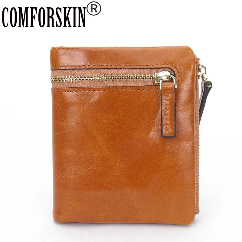 

COMFORSKIN Carteira Feminina Guaranteed Genuine Oil Wax Leather Women's Wallet 2018 Brand Fashion Two-fold Woman Purse Carteras