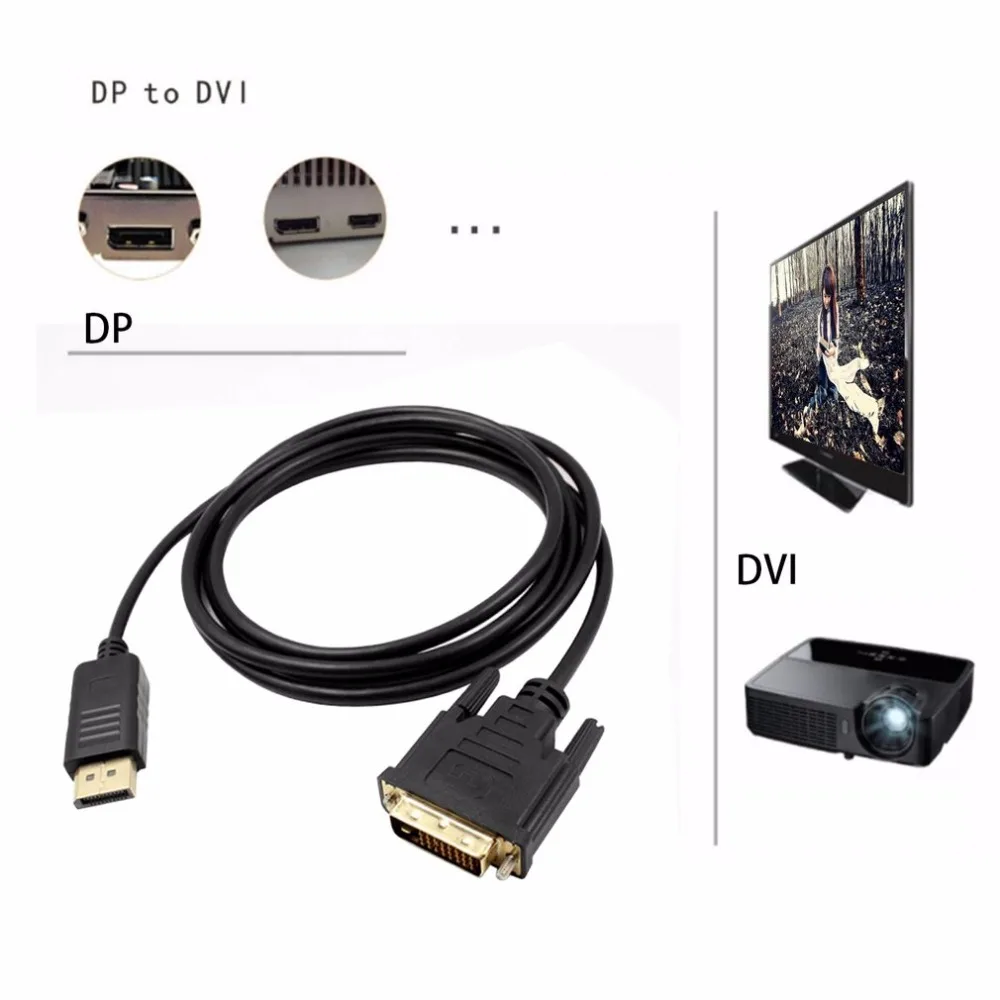 موانئ دبي DisplayPort إلى DVI كابل الذكور إلى الذكور عرض ميناء إلى DVI اتصال محول 1080 P HD ل HDTV PC محمول العارض