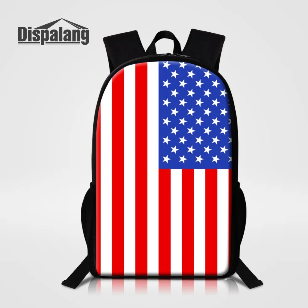 Fashion USA American Flag Travel Satchel Backpack Shoulder Student School Bag 