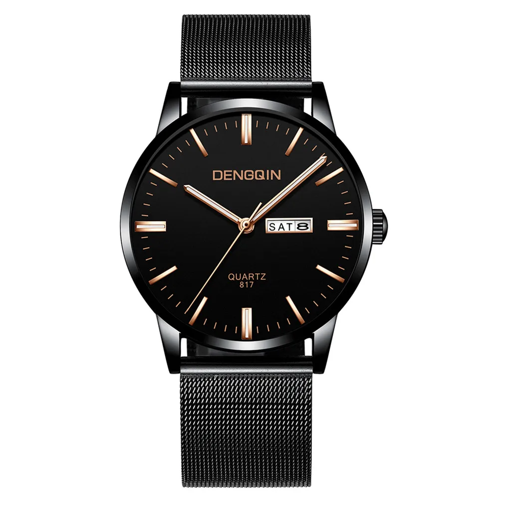 

2019 SALE Men Date Week Display Luxury Quartz Sport Military Stainless Steel Dial Band Wrist Watch clock saat Gift Dropshipping