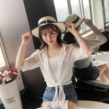

Regular Sizes Womens Blouses Send Vest Korean Chiffon Solid Shirts Ladies Long Sleeves Tops For Women Summer Womens Clothing