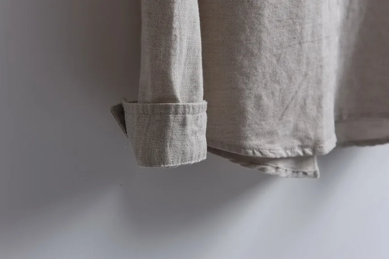 2018 осенью новый чистый лен мужская повседневная тонкий вышитые футболка с длинными рукавами белый воротник рубашки мужской большой