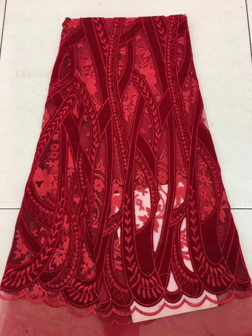 

high grade velvet lace fabric nice look net tulle lace fabric with velvet cloth for lady dress dpj254