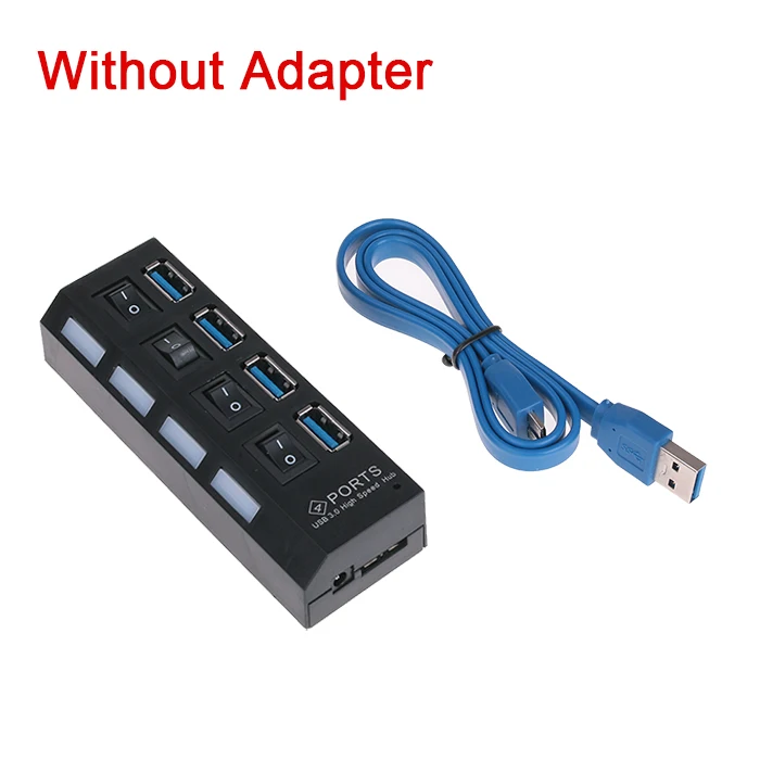 Rovtop USB 3,0 концентратор 4/7 портов микро-концентратор разветвитель с адаптером питания USB Hab высокоскоростной 5 Гбит/с USB разветвитель 3 хаба для ПК - Цвет: 4 ports(No Adapter)