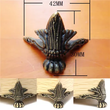 

4pcs Antique Brass Jewelry Gift Box Wood Case Decorative Feet Leg Corner Protector PAK55