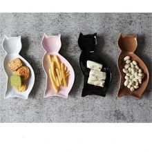 Creative ceramic plate dish cartoon cat disk lovely kids dish fruit plate salad plate home decoration 20*9.7cm