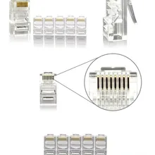 AMP 100 шт./лот Кристалл RJ45 разъем Cat5E Cat5 Rj-45 Lan сетевой адаптер