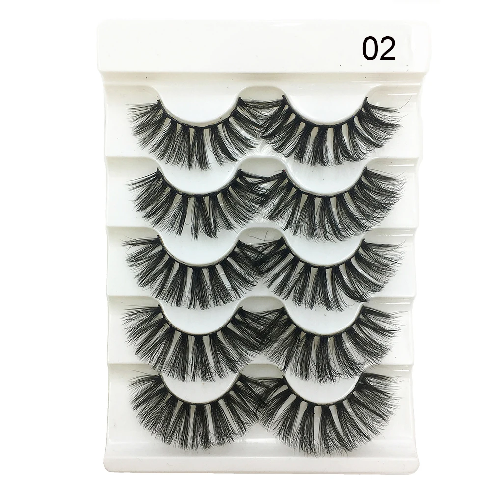 5 Pairs/Set 3D Faux Mink Hair False Eyelashes Fluffy Wispy Natural Long Lashes Handmade Eye Makeup Extension Tools - Цвет: 2