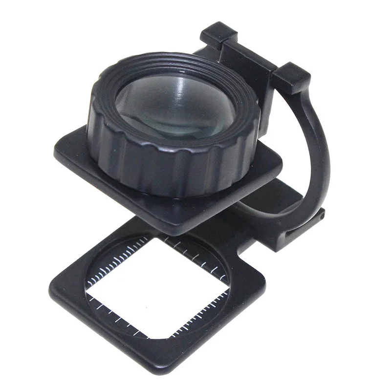 20X Foldable eye Magnifier Stand Measure Scale mini Loupe Magnifying