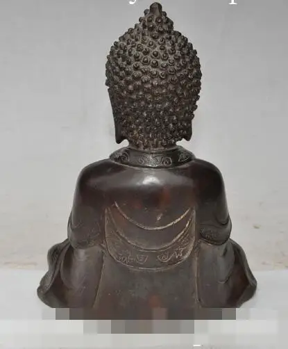 

S0919 8"chinese buddhism fane bronze joss sakyamuni Shakyamuni buddha lotus statue