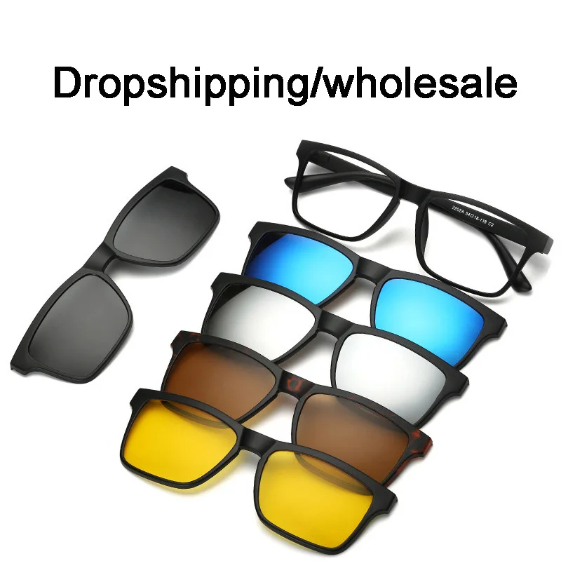 Gafas de sol magnéticas con Clip, 5 1, venta al por mayor, Dropshipping|De los hombres gafas de sol| - AliExpress