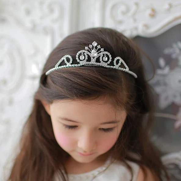 

Princess Crown Tiara Flower Girls Rhinestone Headband Jewelry Wedding Bridal Party Diamante Hair Band Accessories