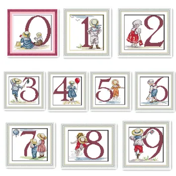 

Joy Sunday Arabic Numbers 0-9 Kids Learning Recognition Card Handmade DIY Cross Stitch Kit Embroidery Sewing Drawing