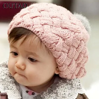 

OUTAD Cute baby knit hat Cotton Kids Beanie Photography Props Baby Costumes Knitted Baby Caps for Girls red yellow pink beige