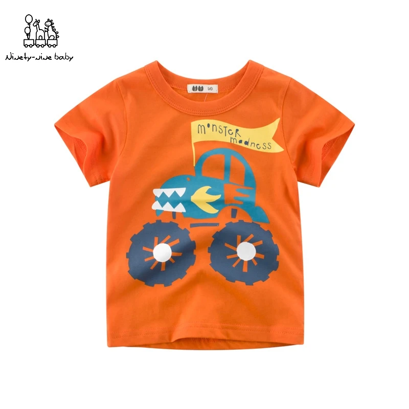 

2-10Y Cartoon Printed Boys Transportation T Shirt Summer Baby Kids Boys Girls Fashion T-Shirts Clothes Cotton Toddler