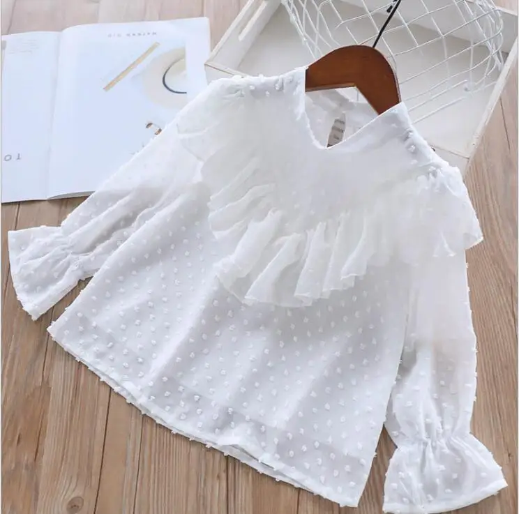 Новинка 2019 г., весенние комплекты модной белой блузки для маленьких девочек, детская открытая блузка принцессы + нижнее белье, 5 шт./партия