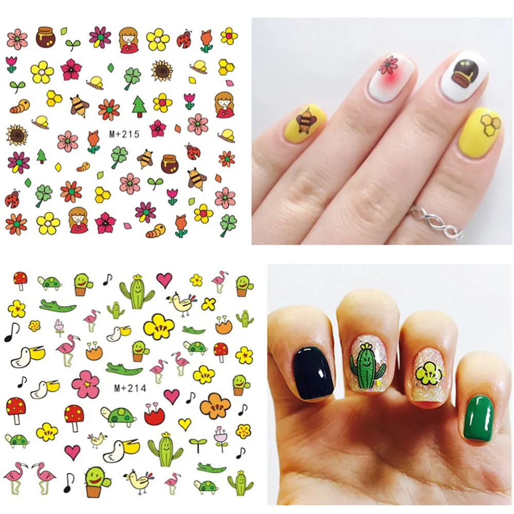 

20 Style Cute Cartoon Water Transfer Nails Art Sticker Harajuku Rainbow Nail Wraps Stickers Watermark Fingernails Decals #214