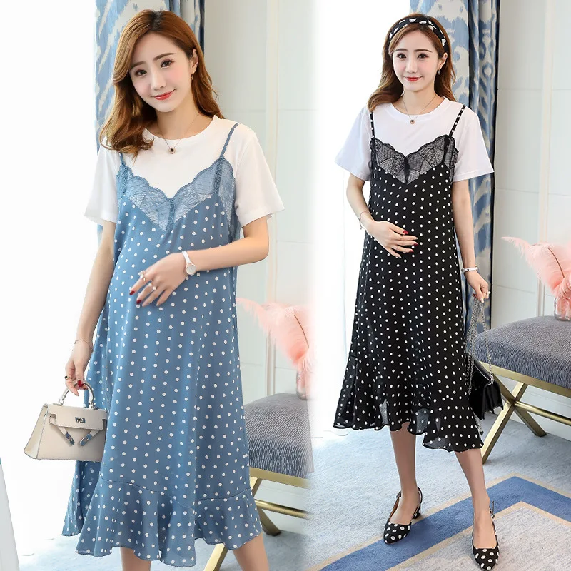 

Polka Dot Maternity Dress For Pregnant Women Clothes Chiffon Pregnancy Dress Maternity Gravidas Vestidos Pregnant Dress Clothing