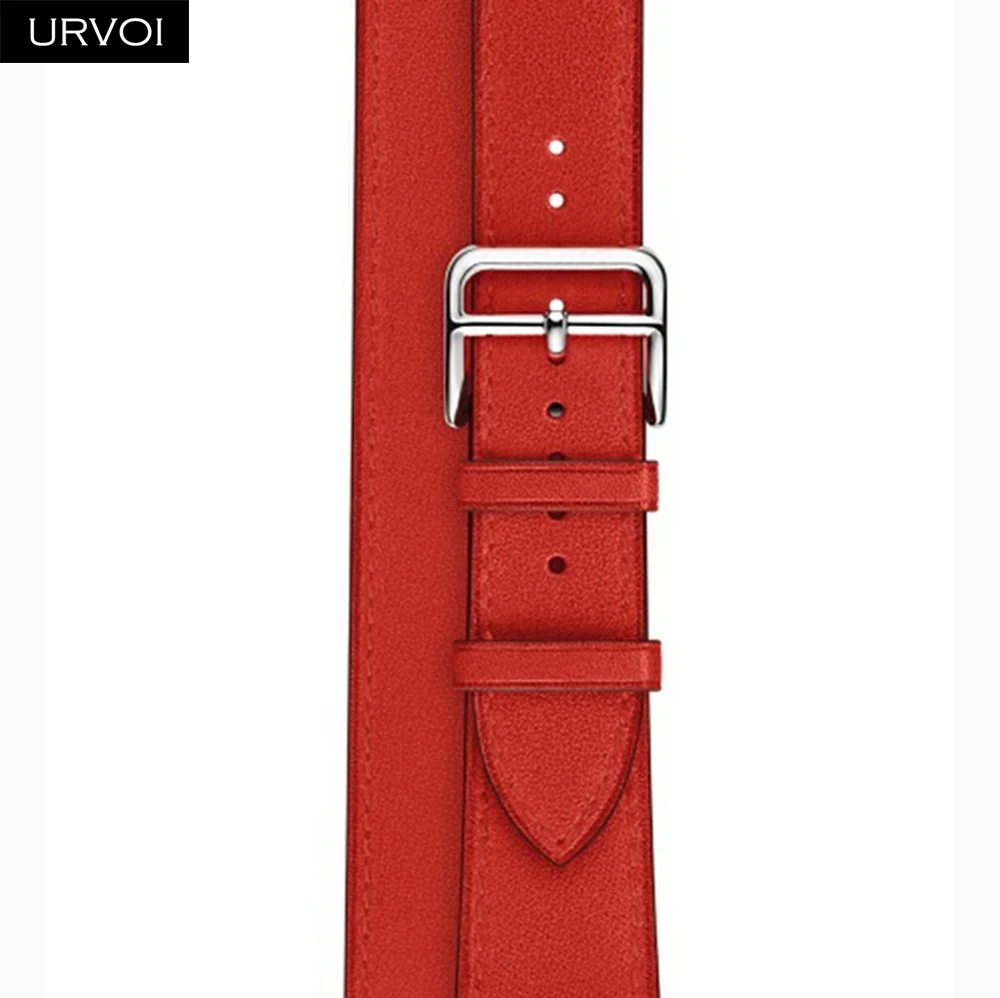 URVOI двойной тур ремешок для Apple Watch серии 5 4 3 2 1 для iwatch натуральная кожа петля очень длинный ремень высокое качество - Цвет ремешка: Red