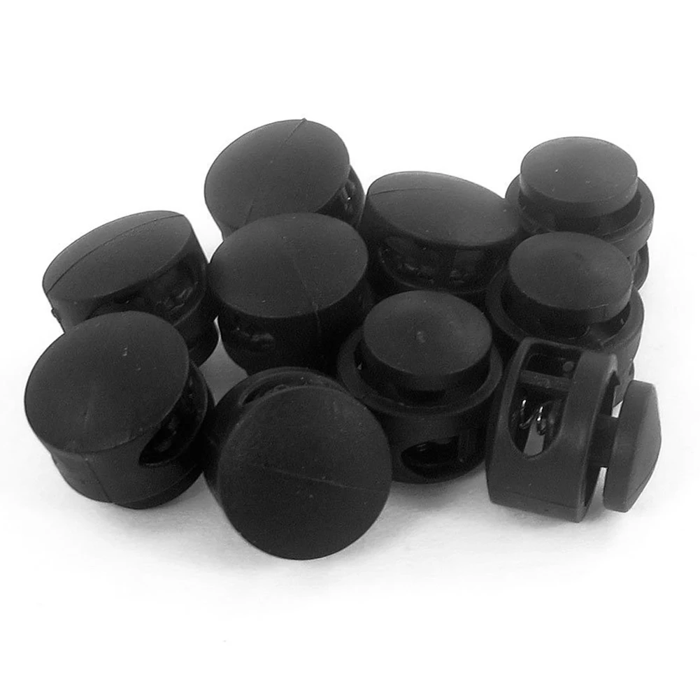 

10 pcs. 4 mm Dia Double Hole Cable Stopper Cord End, Black