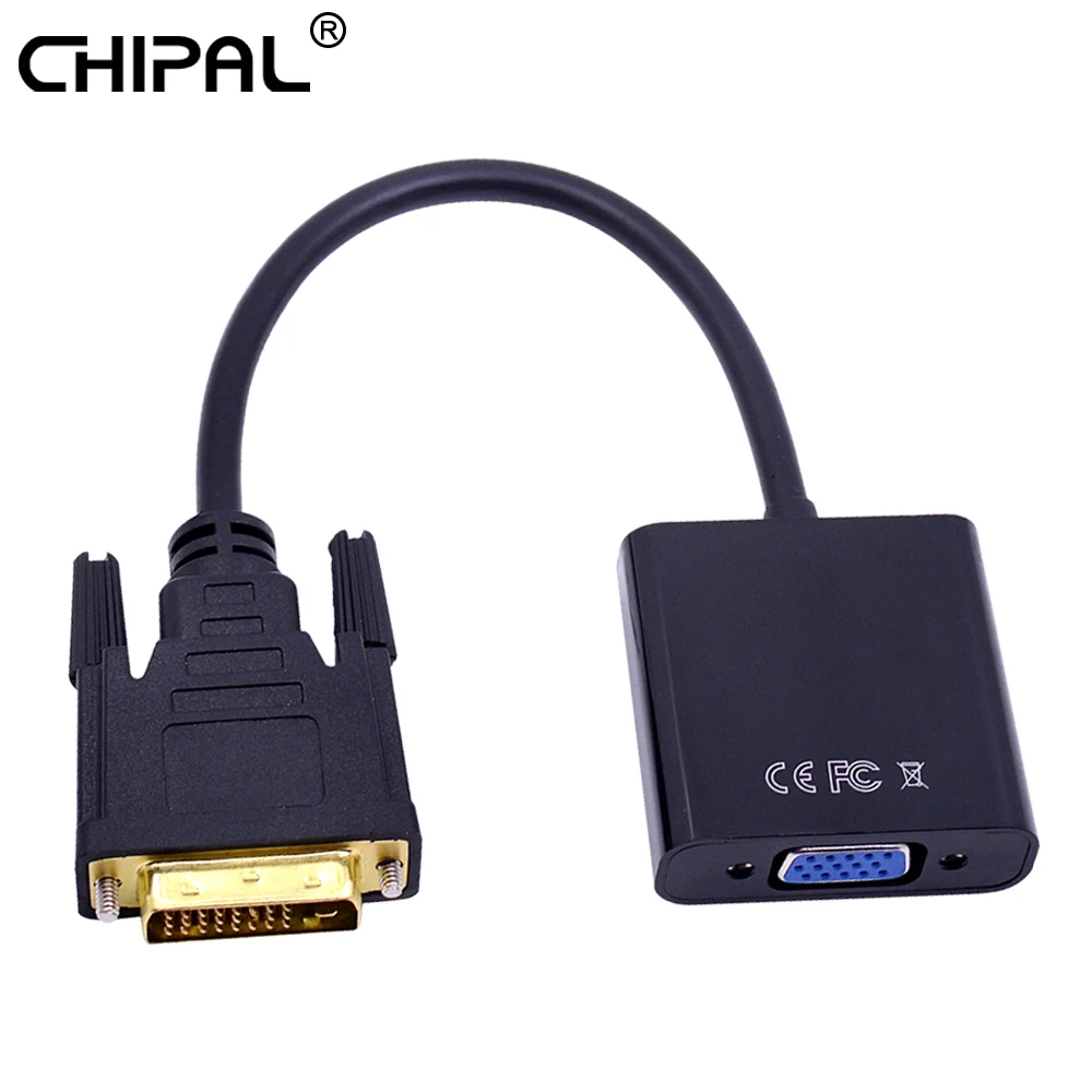 CHIPAL Full HD 1080P DVI D to VGA Converter 24+1 25Pin Male to 15Pin