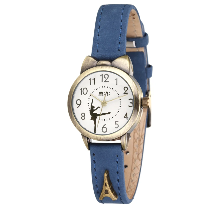 

Good Gift Item for Ballet Girls Delicate Cute Childlike Women Casual Vintage Real Leather Watches Quartz Clock Relojes NW7044