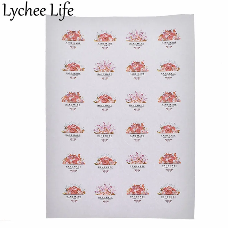 Lychee Colorful Floral Printed Sticker Letter Butterfly Printing Stickers DIY Handmade Scrapbook Stamp Supplies Accessories