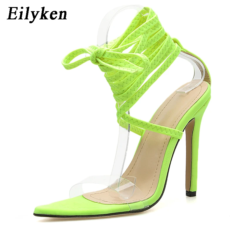 Eilyken/2021 г. Новые Модные флуоресцентные сандалии женские из ПВХ с ремешком на