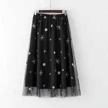 4XL 5XL, летние юбки из тюля, плюс размер, женская черная плиссированная юбка миди,, большой размер, Falda, эластичная высокая талия, сетчатая юбка-пачка, длинная юбка