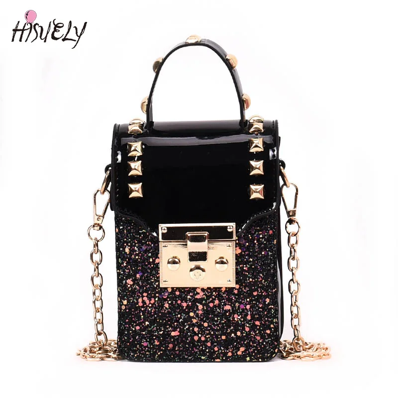 

Sequins leather Women Shoulder Bag Rivet Designer Handbags Gold Luck Small Crossbody Bags Vintage Messenger Bag Bolsa Feminina