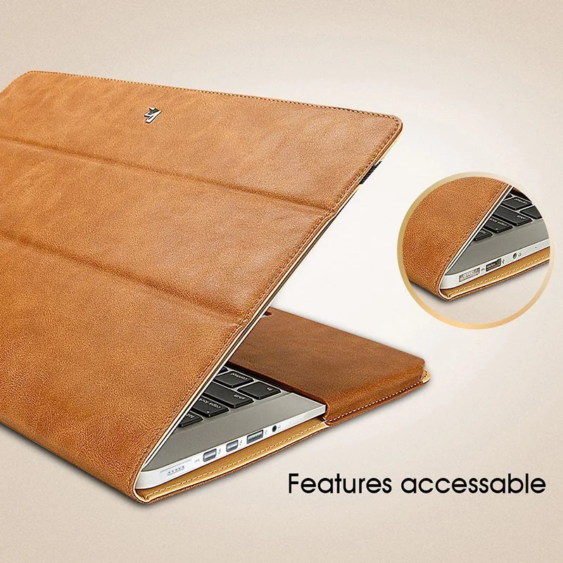 Jisoncase кожаный чехол подставка для MacBook Air Pro Retina 11 12 13 15 дюймов Чехол книжка с