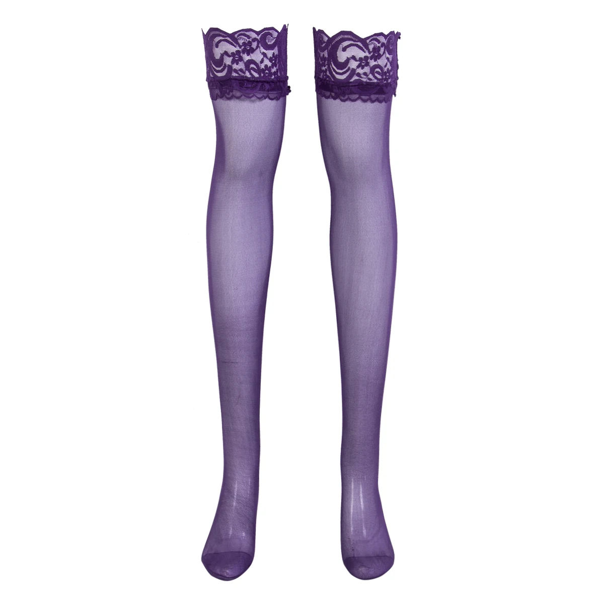 Новинка, женские кружевные высокие тонкие чулки для ночного клуба, сексуальные чулки в европейском и американском стиле - Цвет: Фиолетовый