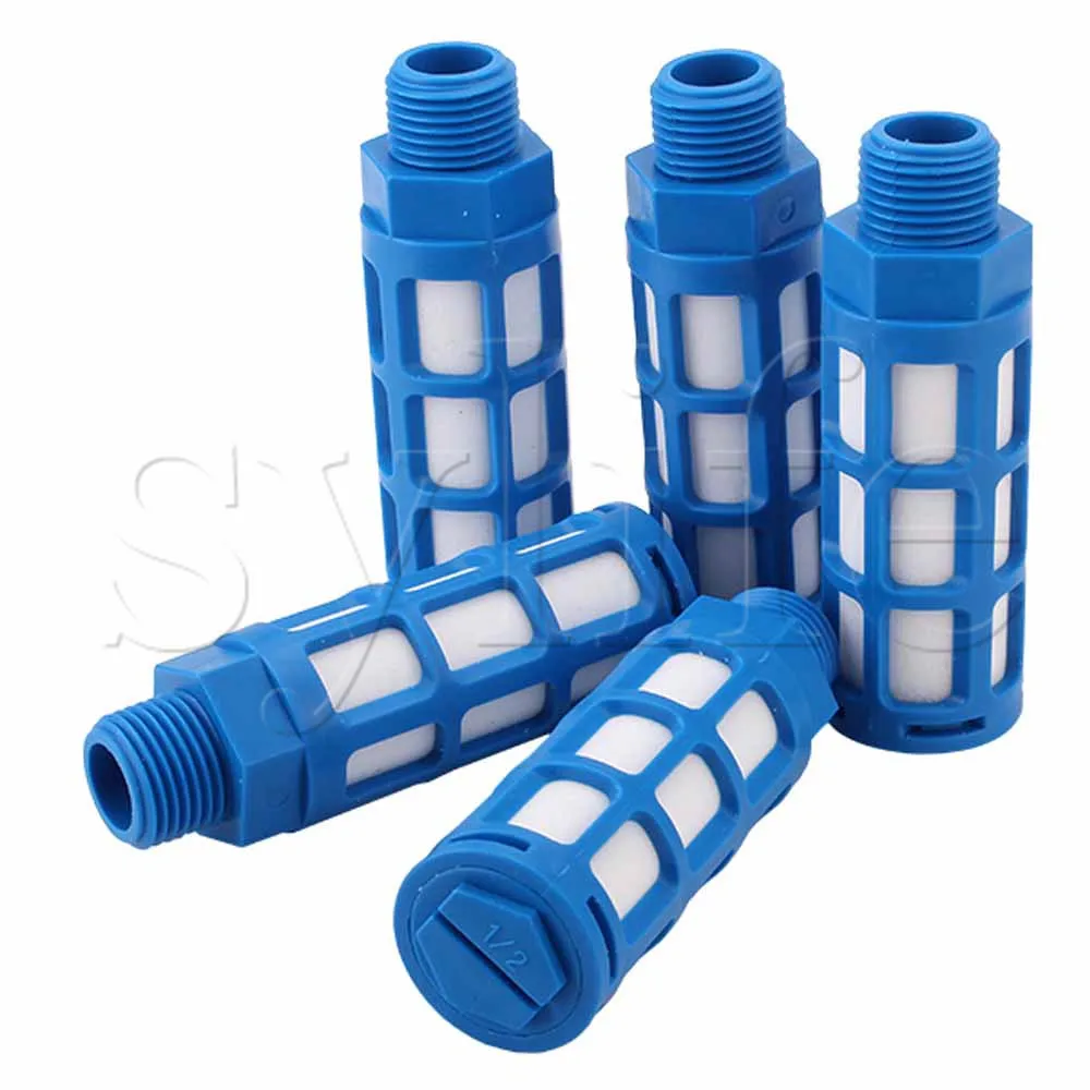 Pneumatic Plastic Muffler 1/2" BSP Solenoid Valve Noise Filter 5pcsin