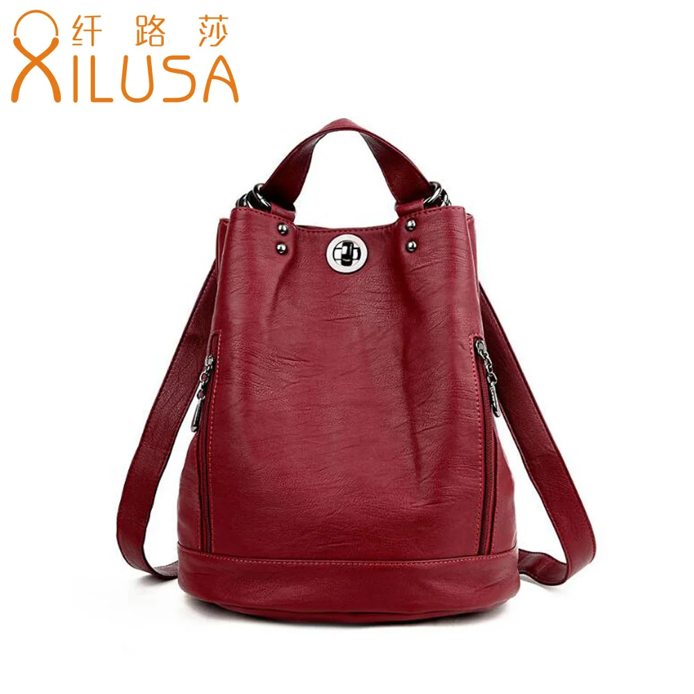 Xilusa Vintage Wine Red Backpack For Ladies Simple Big Capacity ...
