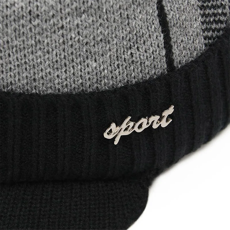 Unisex Knitted Baseball Cap Scarf Set Winter Women Wool Warm Skullies Beanies Hat Men Slouchy Mask Bonnet Knit Warmer Cap CP0321 (14)