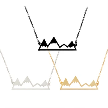 

Let's go on an adventure! Snowy Mountain Top Peak Pendant Necklace Metal Black Minimalist collar Simple Fashion Jewelry