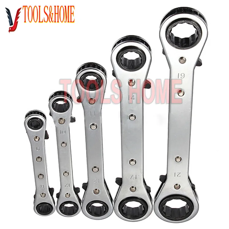 Llave de carraca de doble cabeza recta, llave de mango de trinquete Reversible, herramienta de mano métrica, llave de aro de carraca, 6-22mm, envío gratis ► Foto 1/6