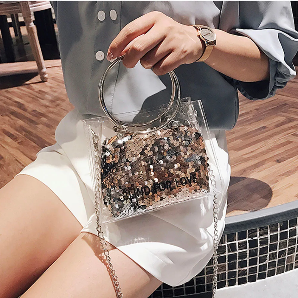 

Aelicy Laser Transparent Jelly Bag Women's Designer Handbag 2018 High Quality Women Tote bags Lady Portable Chain Shoulder bags